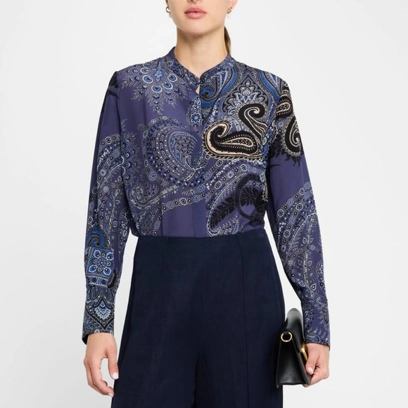 Kobi Halperin Bronson Paisley-Print Silk Button Up Long Sleeves Blouse Size SM - Picture 1 of 16